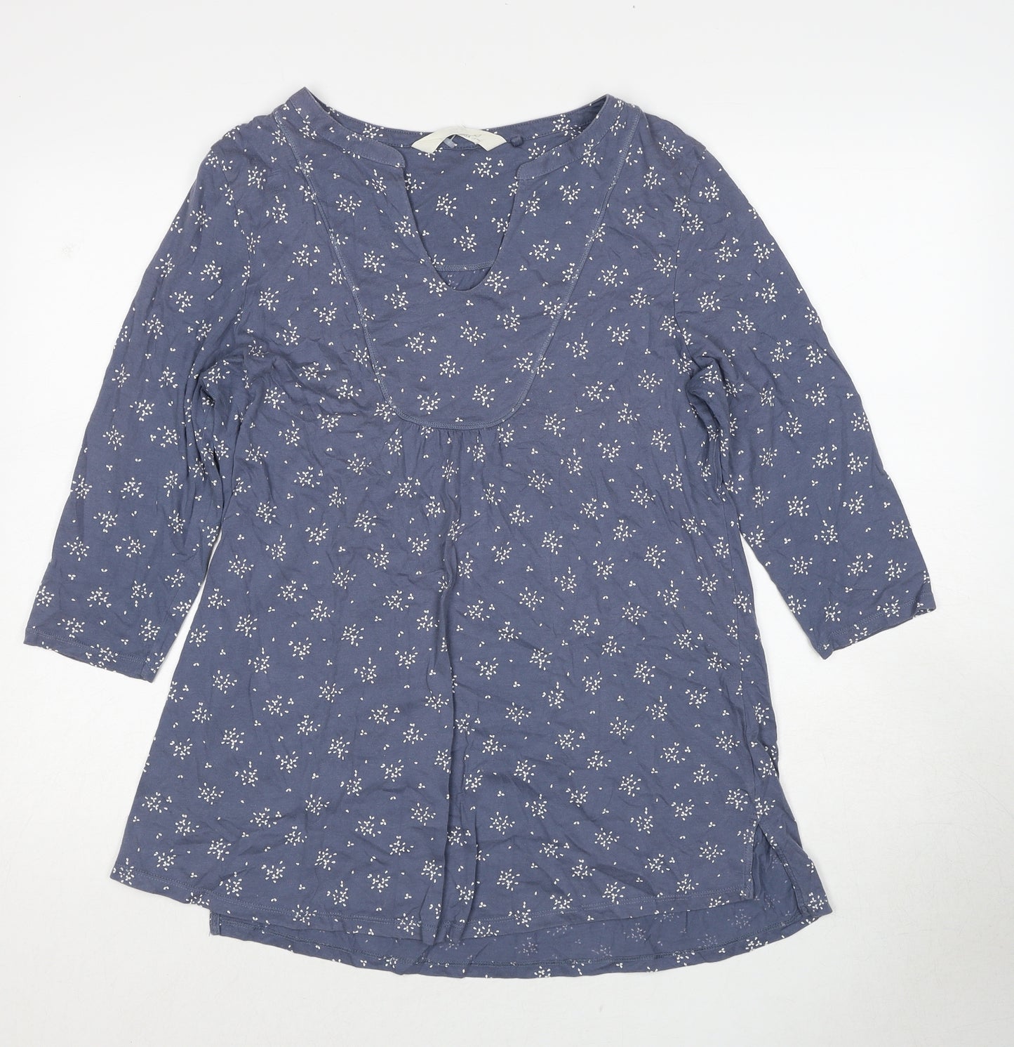 Fat Face Womens Blue Geometric Polyester Basic Blouse Size 14 V-Neck