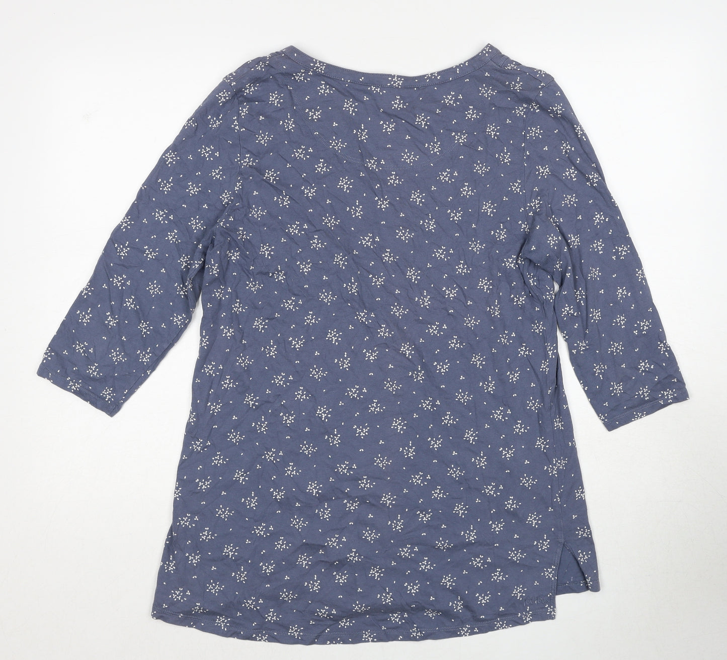 Fat Face Womens Blue Geometric Polyester Basic Blouse Size 14 V-Neck