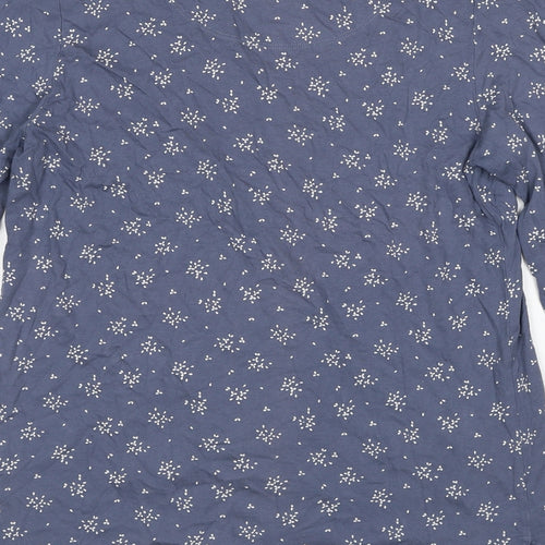 Fat Face Womens Blue Geometric Polyester Basic Blouse Size 14 V-Neck