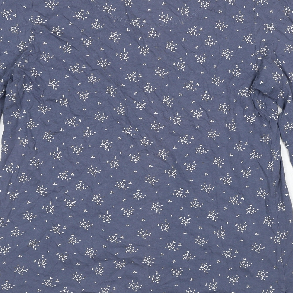Fat Face Womens Blue Geometric Polyester Basic Blouse Size 14 V-Neck