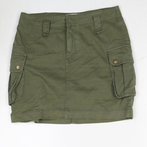 New Look Womens Green Cotton Cargo Skirt Size 8 Zip