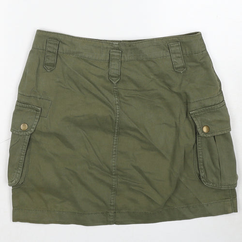 New Look Womens Green Cotton Cargo Skirt Size 8 Zip