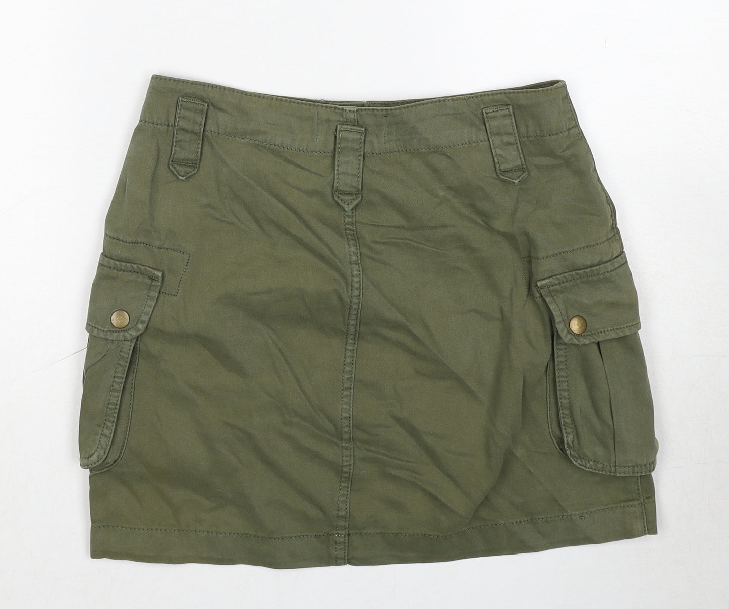 New Look Womens Green Cotton Cargo Skirt Size 8 Zip