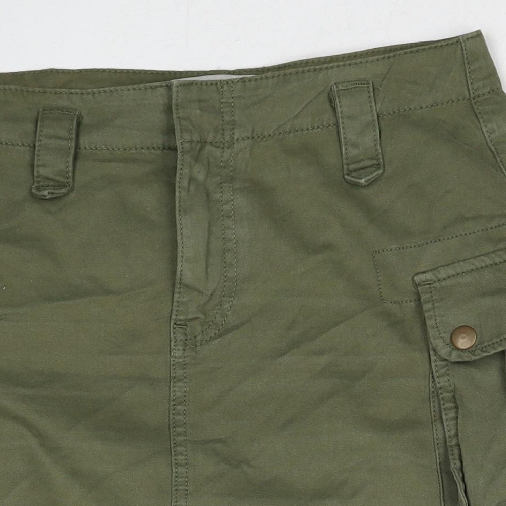 New Look Womens Green Cotton Cargo Skirt Size 8 Zip