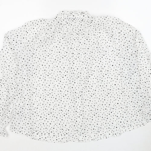 Zara Womens White Polka Dot Polyester Basic Button-Up Size S Mock Neck