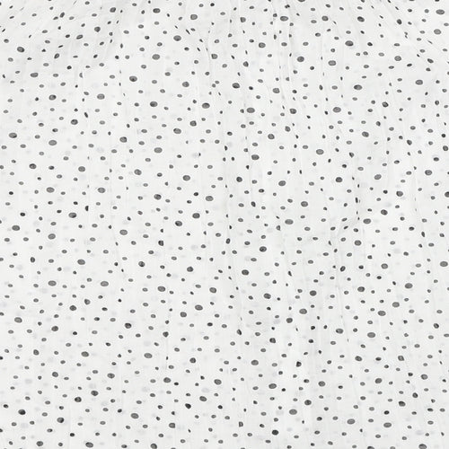 Zara Womens White Polka Dot Polyester Basic Button-Up Size S Mock Neck
