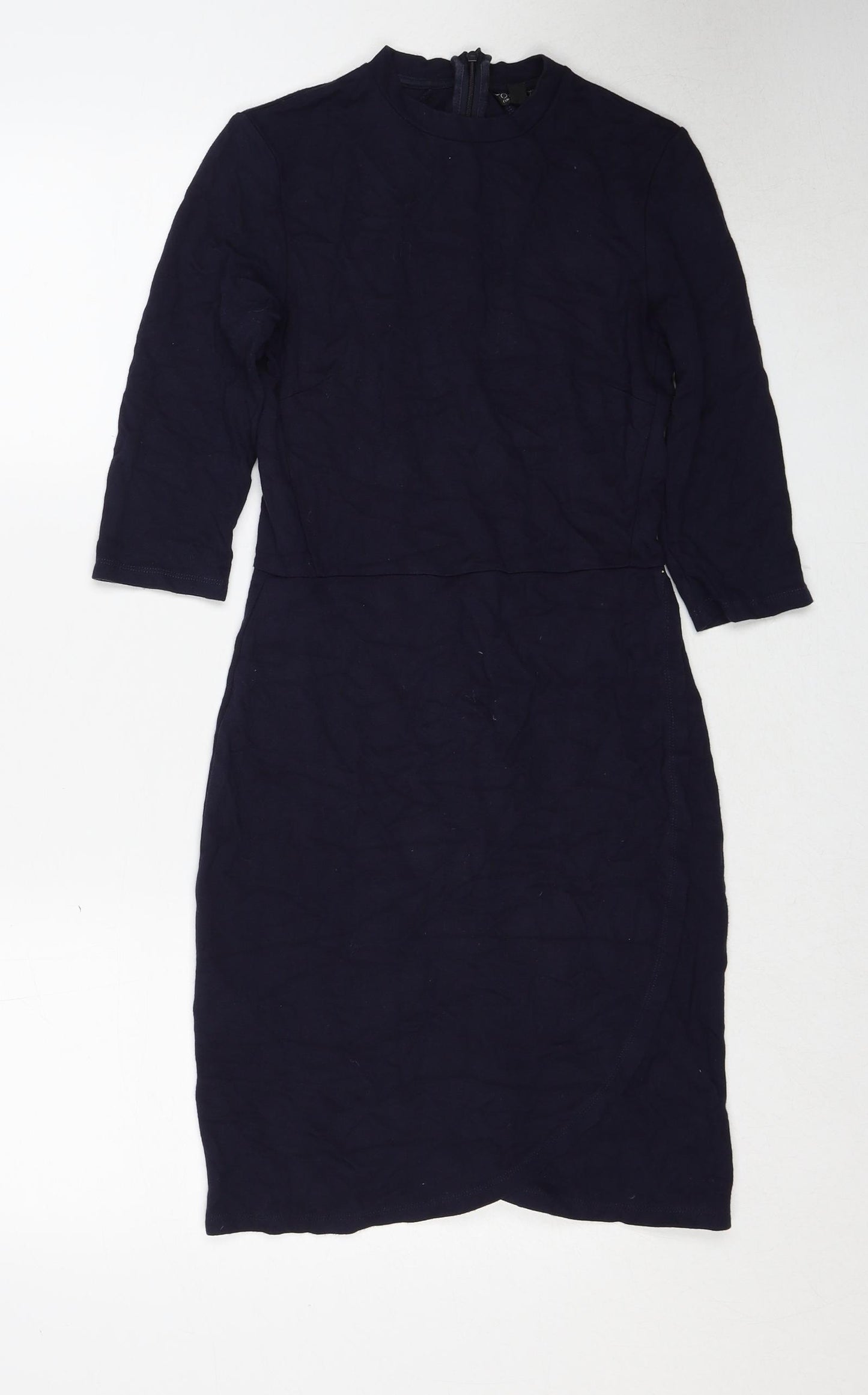 Topshop Womens Blue Viscose A-Line Size 10 Round Neck Zip