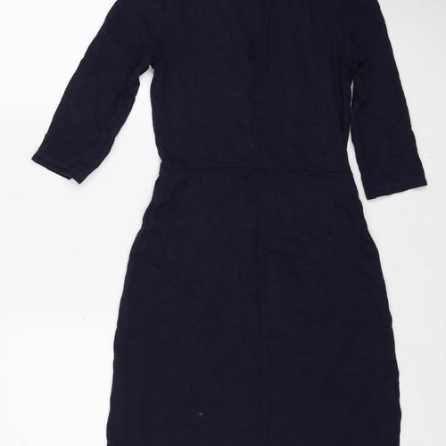 Topshop Womens Blue Viscose A-Line Size 10 Round Neck Zip