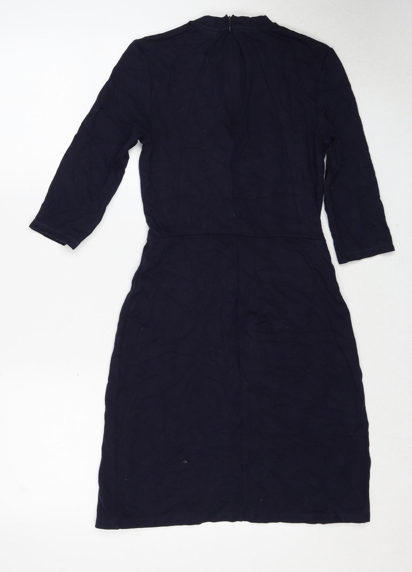 Topshop Womens Blue Viscose A-Line Size 10 Round Neck Zip