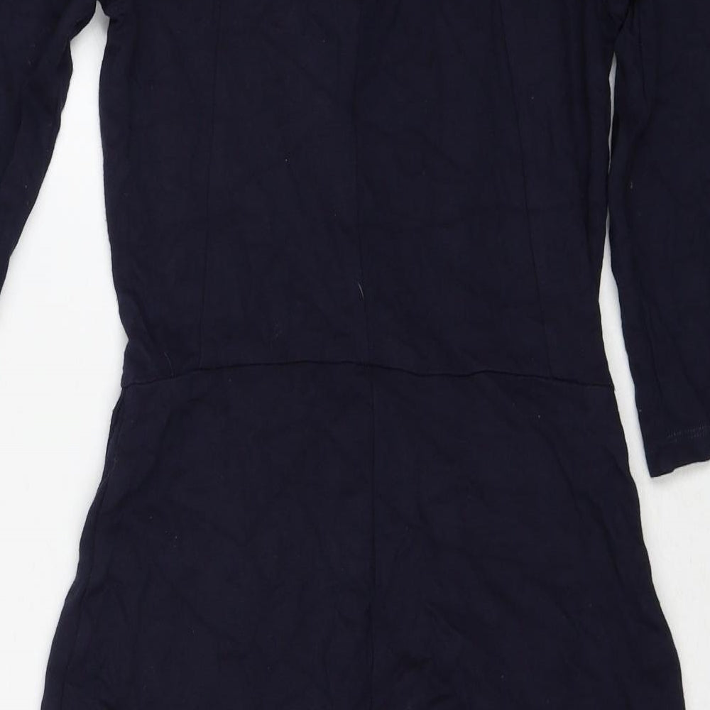 Topshop Womens Blue Viscose A-Line Size 10 Round Neck Zip