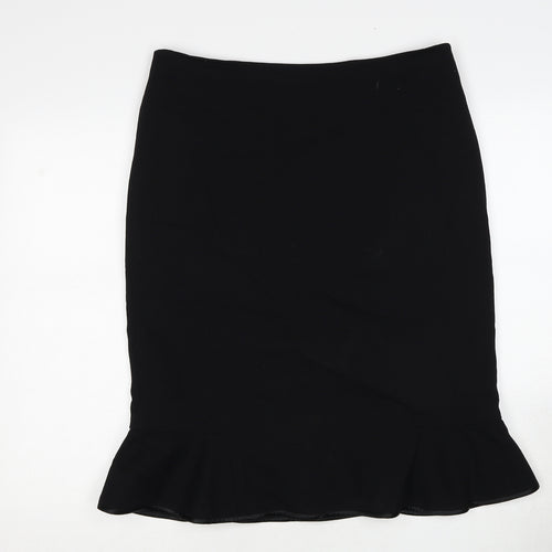 Fenn Wright Manson Womens Black Wool Trumpet Skirt Size 14 Zip