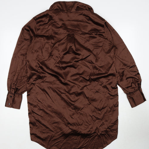 Criminal Damage Womens Brown Solid Polyester Top Nightshirt Size S Button