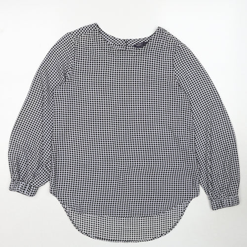 Marks and Spencer Womens Black Geometric Polyester Basic Blouse Size 10 Round Neck