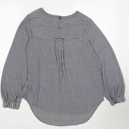 Marks and Spencer Womens Black Geometric Polyester Basic Blouse Size 10 Round Neck