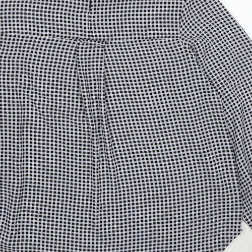 Marks and Spencer Womens Black Geometric Polyester Basic Blouse Size 10 Round Neck