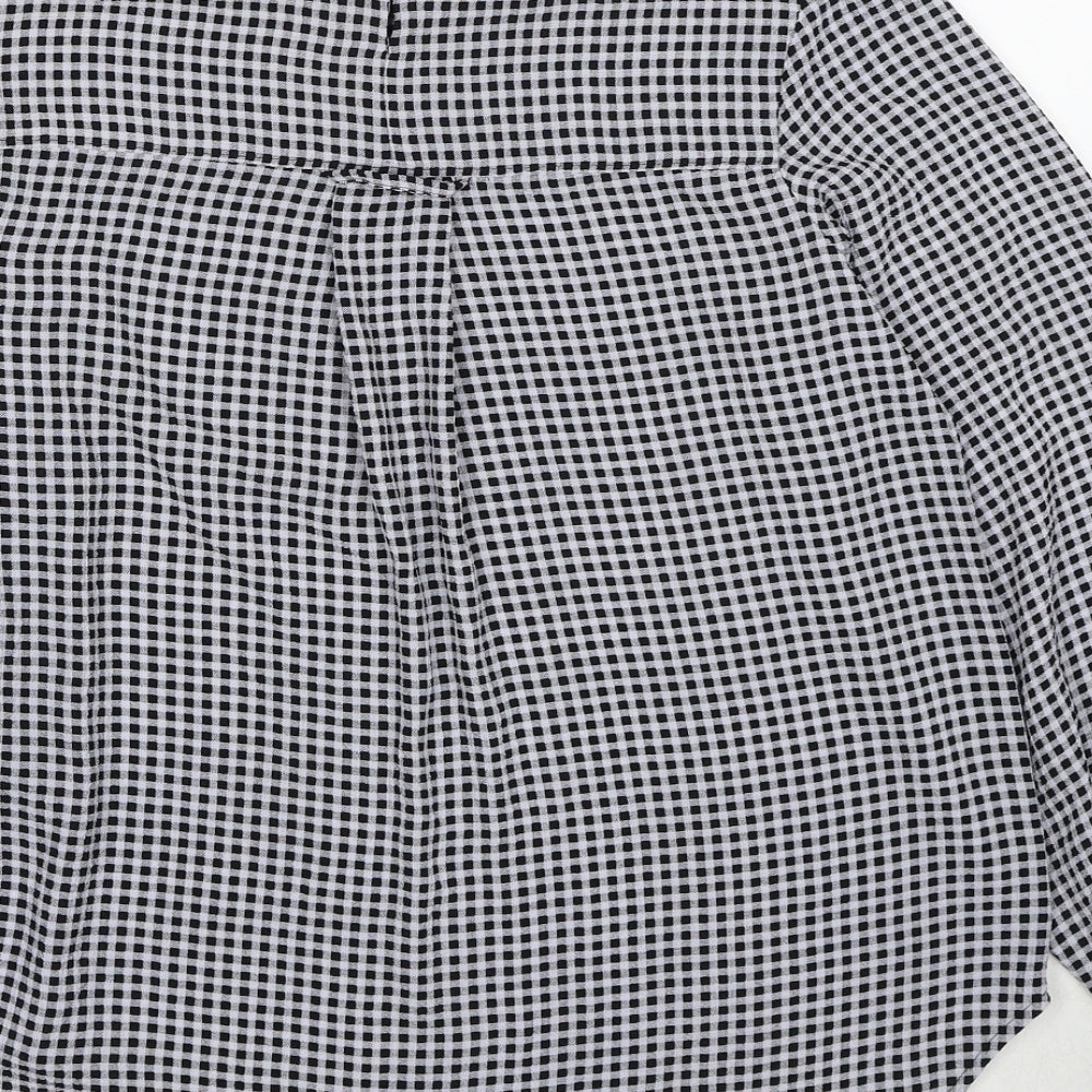 Marks and Spencer Womens Black Geometric Polyester Basic Blouse Size 10 Round Neck