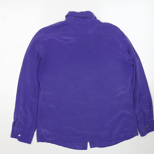 Marks and Spencer Womens Purple Silk Basic Button-Up Size 12 Collared