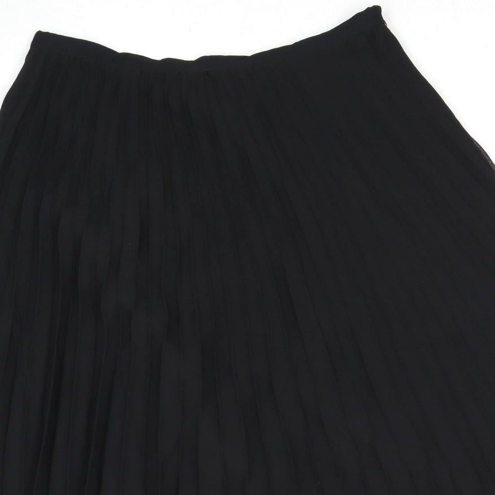 Mint Velvet Womens Black Polyester Pleated Skirt Size 12 Zip