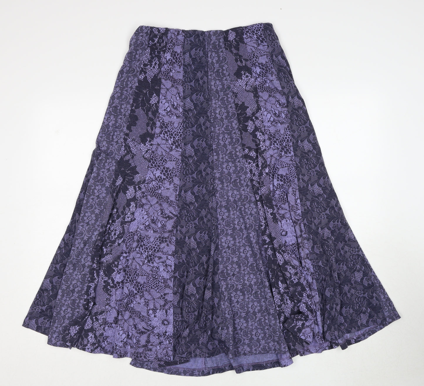 Per Una Womens Purple Floral Polyester Swing Skirt Size 12