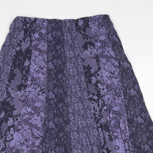 Per Una Womens Purple Floral Polyester Swing Skirt Size 12