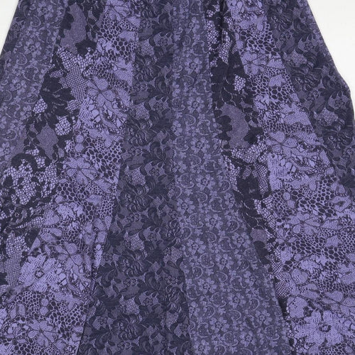 Per Una Womens Purple Floral Polyester Swing Skirt Size 12