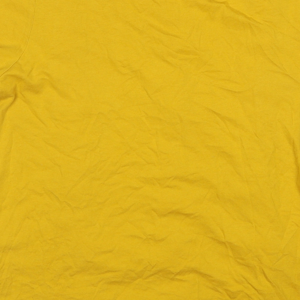 Zara Womens Yellow Cotton Basic T-Shirt Size M Round Neck