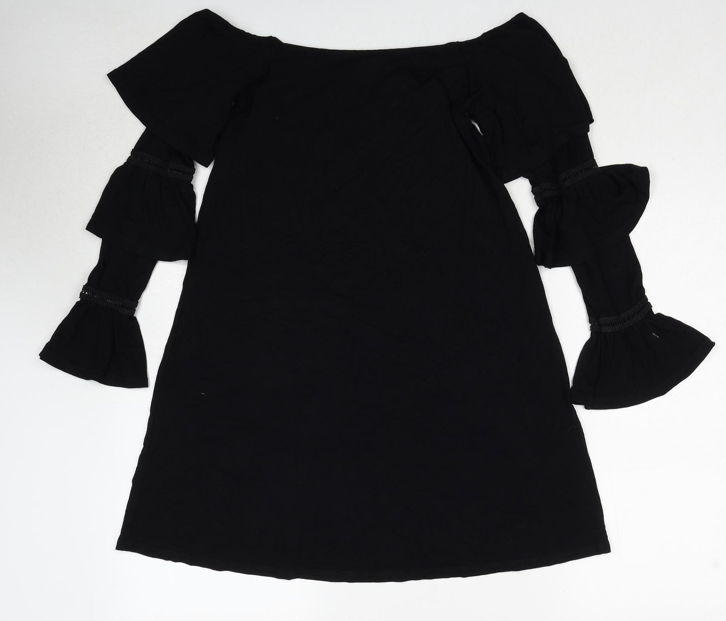 ASOS Womens Black Viscose A-Line Size 8 Off the Shoulder Pullover