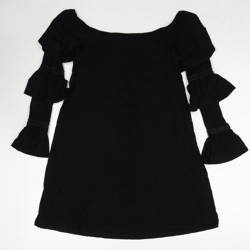 ASOS Womens Black Viscose A-Line Size 8 Off the Shoulder Pullover