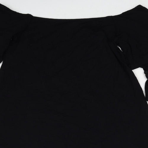 ASOS Womens Black Viscose A-Line Size 8 Off the Shoulder Pullover