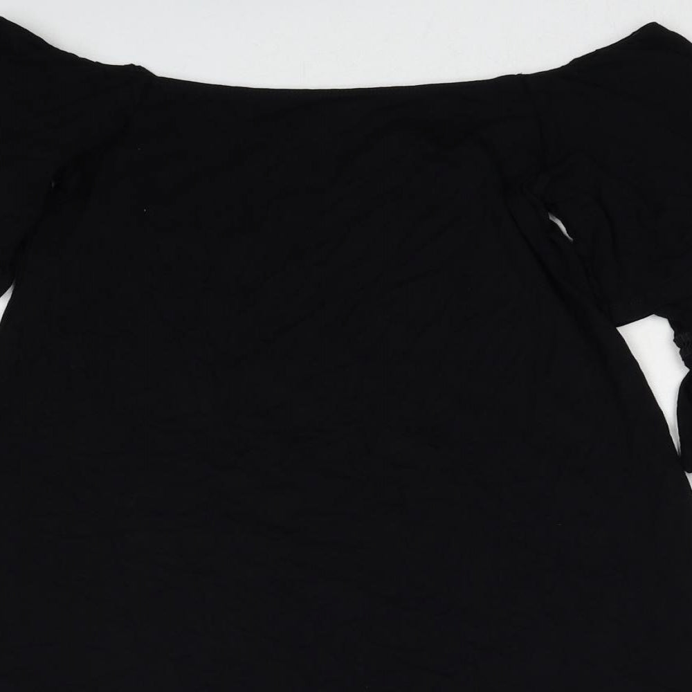 ASOS Womens Black Viscose A-Line Size 8 Off the Shoulder Pullover