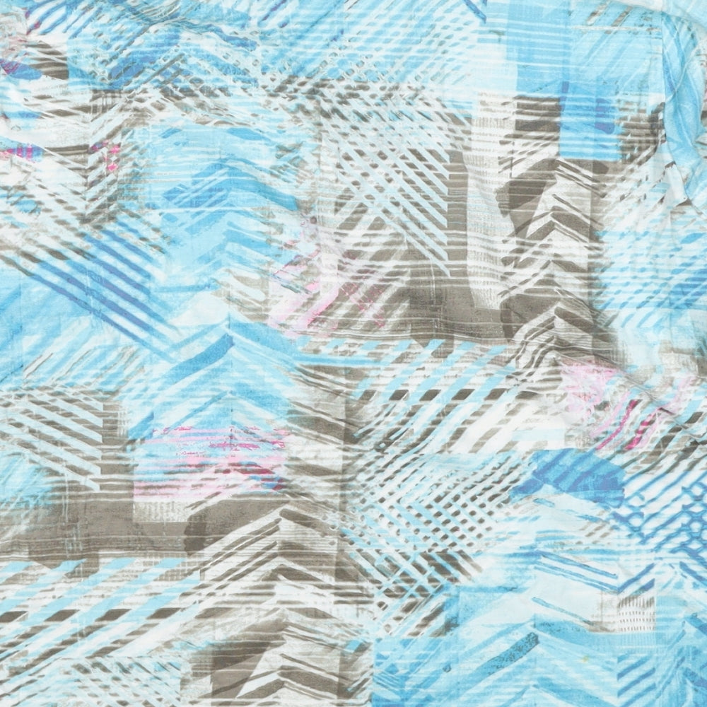 Rabe Womens Blue Geometric Cotton Basic Polo Size 18 Collared