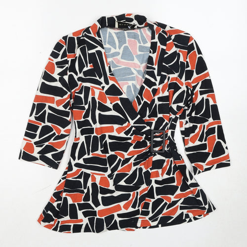 Minuet Womens Multicoloured Geometric Viscose Basic Blouse Size 10 Collared - Wrap Style