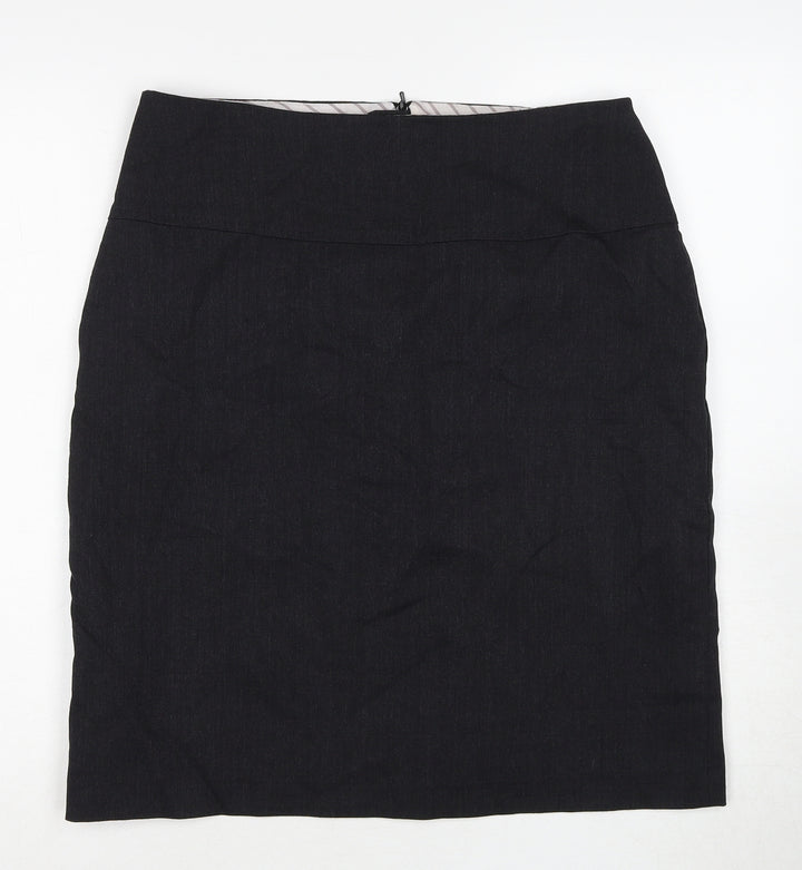 Class Club Womens Black Polyester A-Line Skirt Size 14 Zip