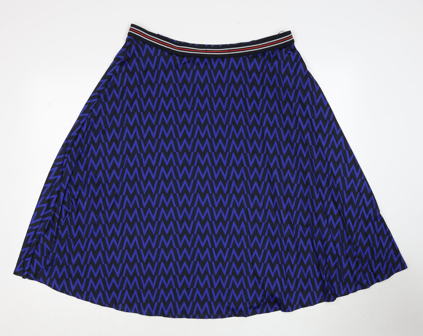 Marks and Spencer Womens Blue Geometric Polyester Swing Skirt Size 16