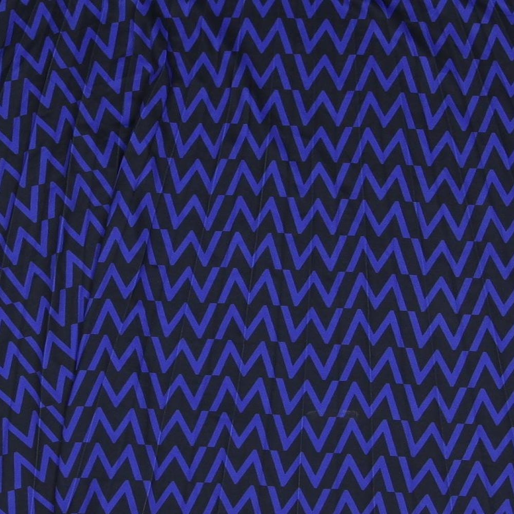 Marks and Spencer Womens Blue Geometric Polyester Swing Skirt Size 16