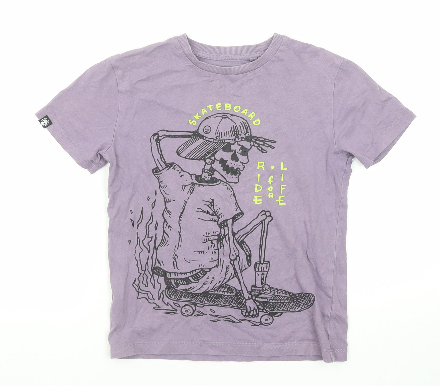 NEXT Boys Purple Cotton Basic T-Shirt Size 7 Years Round Neck Pullover - Skateboarding