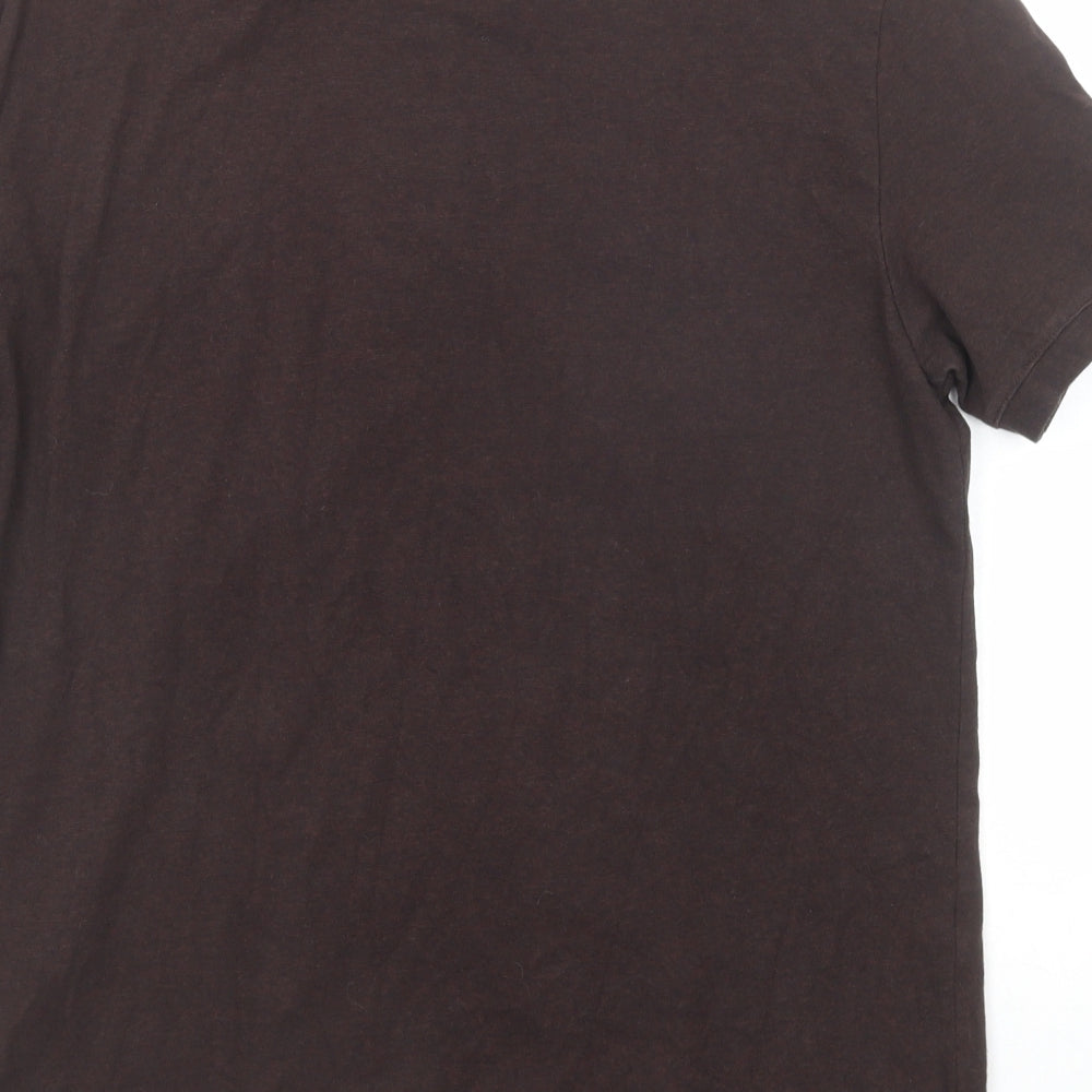 H&M Mens Brown Cotton Polo Size M Collared Button