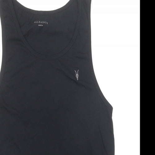 AllSaints Mens Black Cotton T-Shirt Size M Round Neck