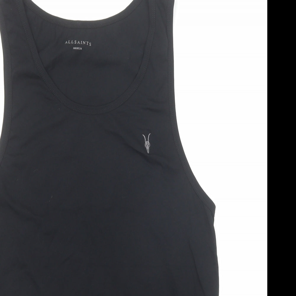 AllSaints Mens Black Cotton T-Shirt Size M Round Neck