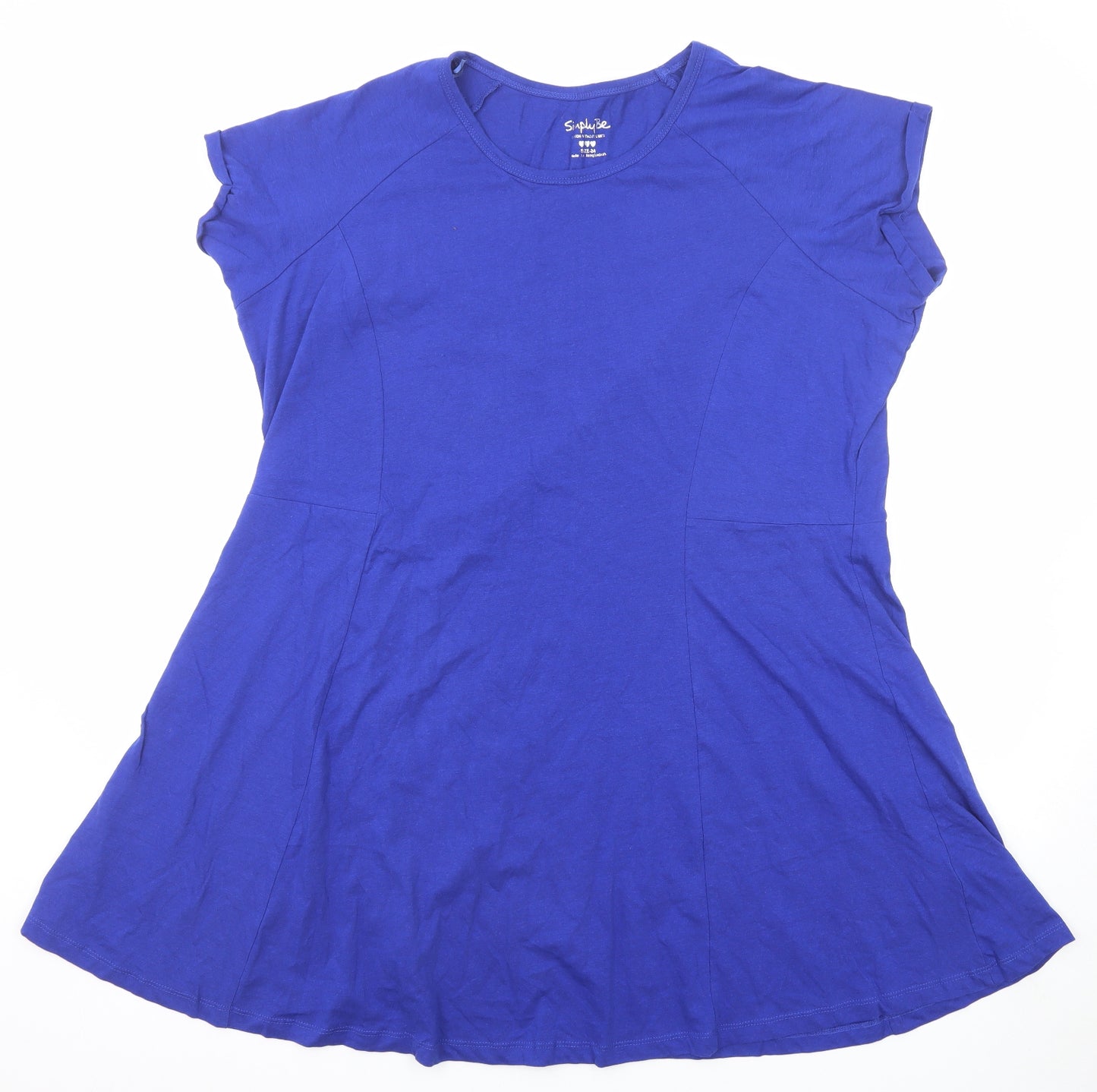 Simply Be Womens Blue Cotton Basic T-Shirt Size 24 Round Neck