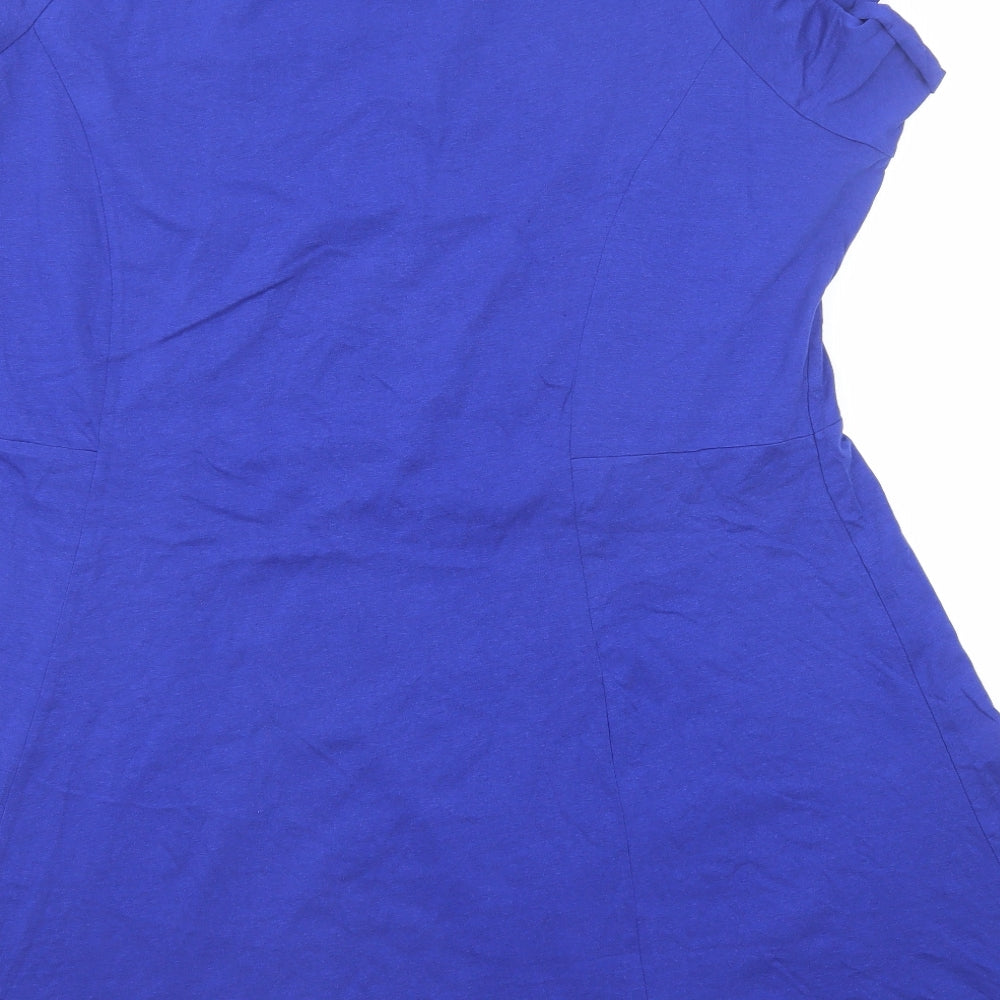 Simply Be Womens Blue Cotton Basic T-Shirt Size 24 Round Neck