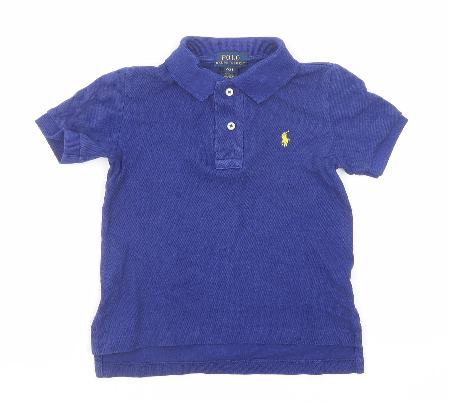 Polo Ralph Lauren Boys Blue Cotton Basic Polo Size 2 Years Collared Button
