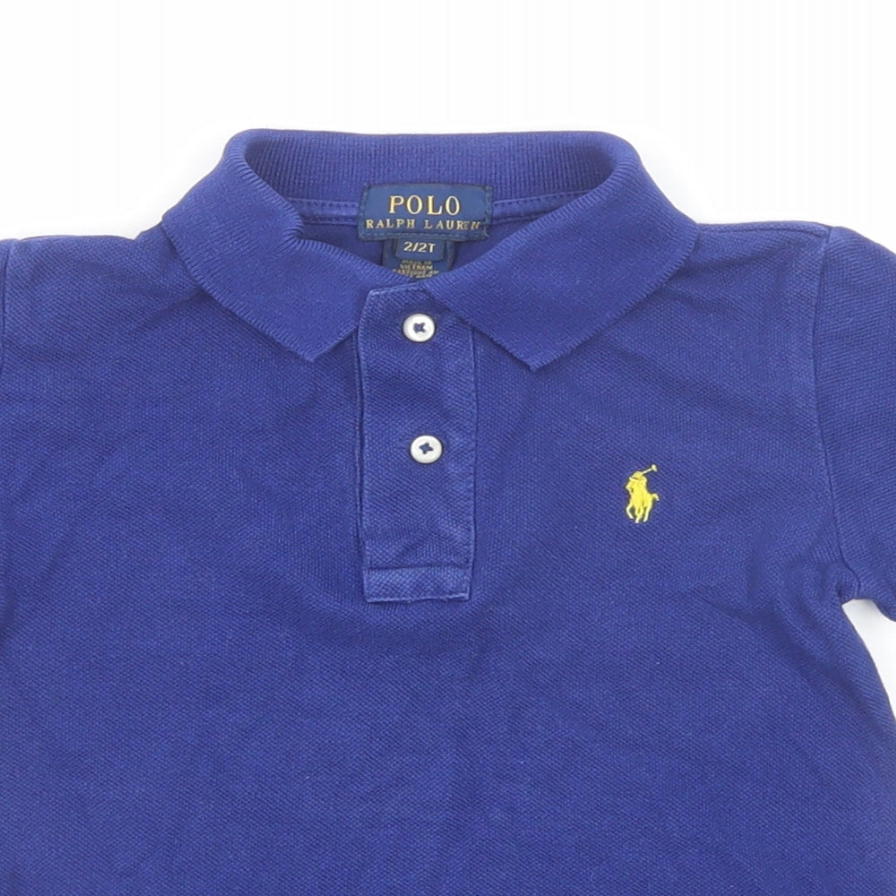 Polo Ralph Lauren Boys Blue Cotton Basic Polo Size 2 Years Collared Button