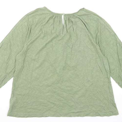 Marks and Spencer Womens Green Cotton Basic Blouse Size 14 Boat Neck