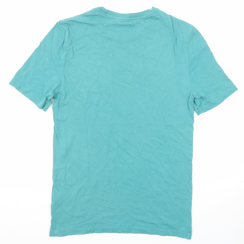 Marks and Spencer Mens Green Cotton T-Shirt Size S Round Neck