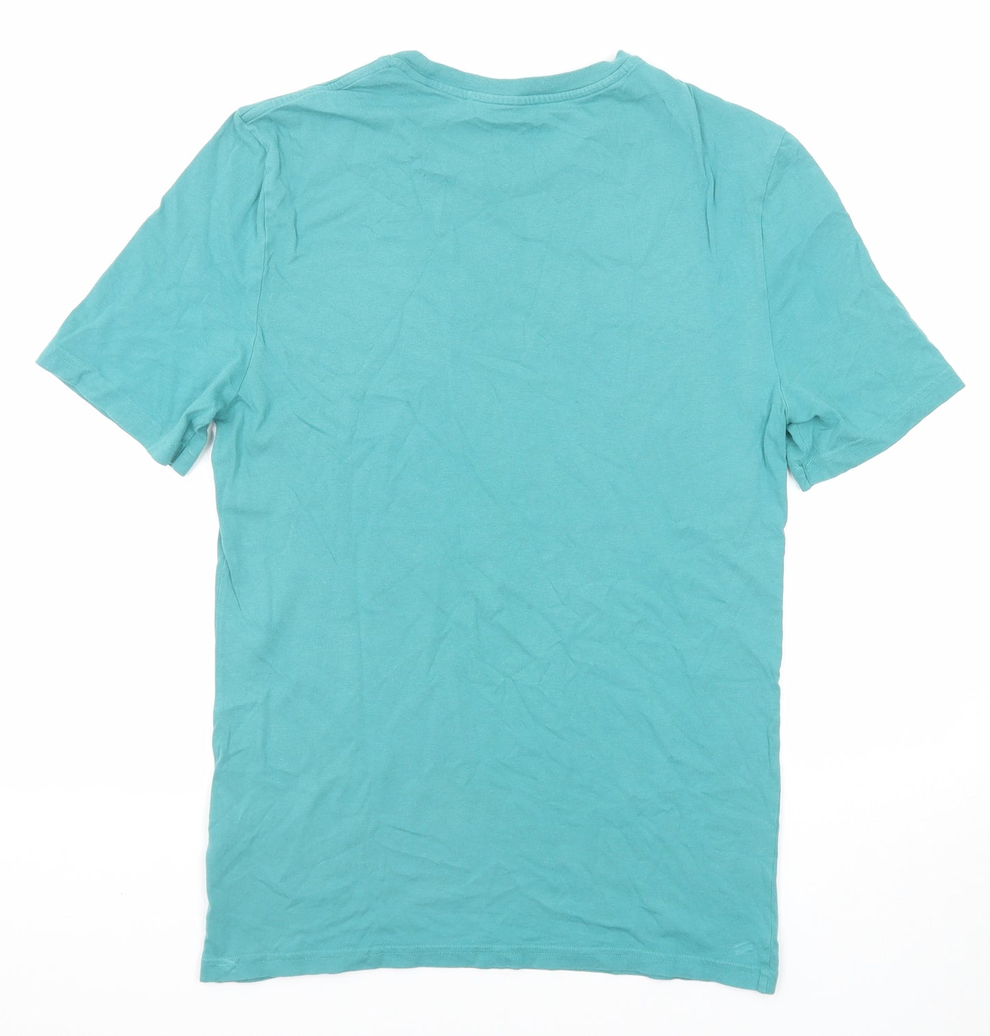 Marks and Spencer Mens Green Cotton T-Shirt Size S Round Neck