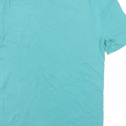 Marks and Spencer Mens Green Cotton T-Shirt Size S Round Neck