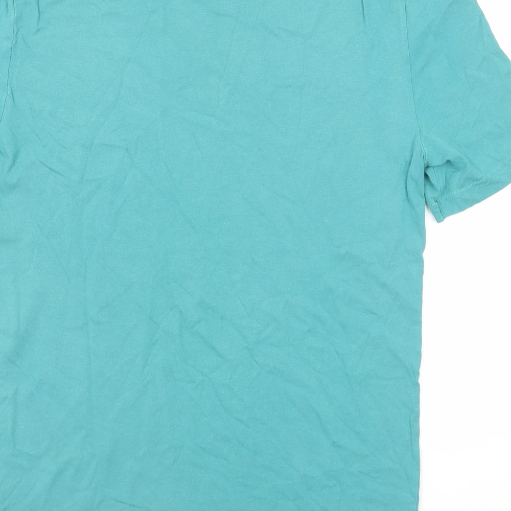 Marks and Spencer Mens Green Cotton T-Shirt Size S Round Neck