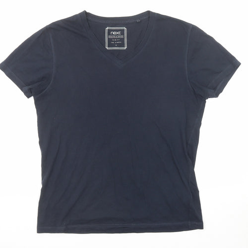 NEXT Mens Blue Cotton T-Shirt Size M V-Neck