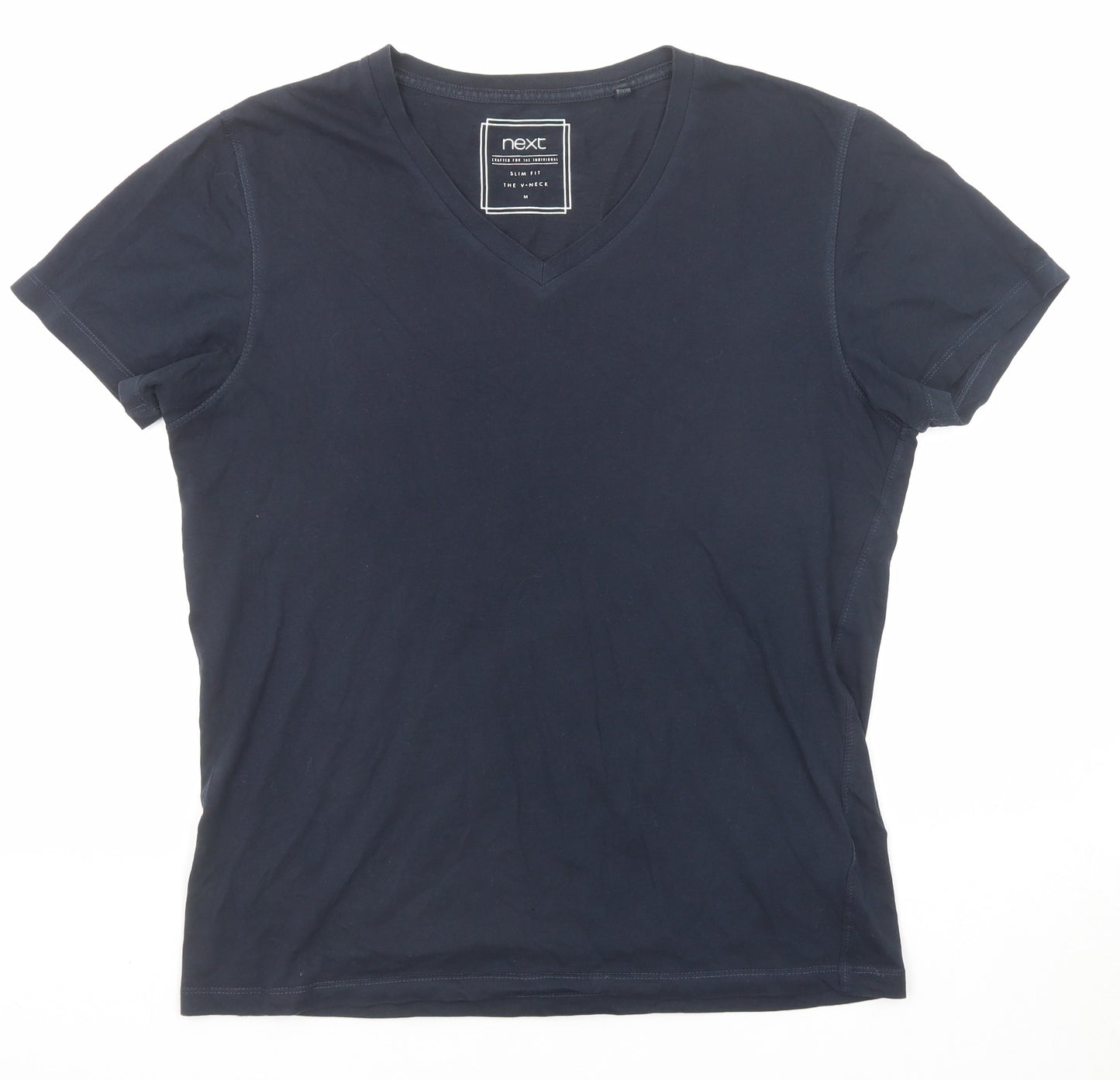 NEXT Mens Blue Cotton T-Shirt Size M V-Neck